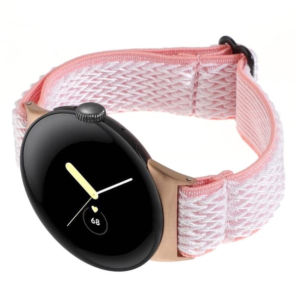 Google Pixel Watch 2 / Pixel Watch Nylonflätat klockarmband Wave handledsrem - Rosa Rosa