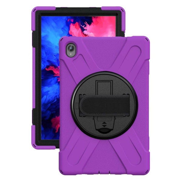 Lenovo Tab P11 360 kääntyvä jalusta hihnalla + silikonikotelo - Violetti Purple