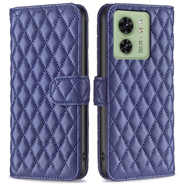 Rhombus mat Motorola Edge 40 flip etui - Blå Blue