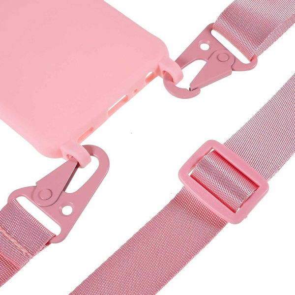 Ohut TPU-kotelo, jossa on mattapinta ja säädettävä hihna Samsung Galaxy A32 - Pinkki Pink