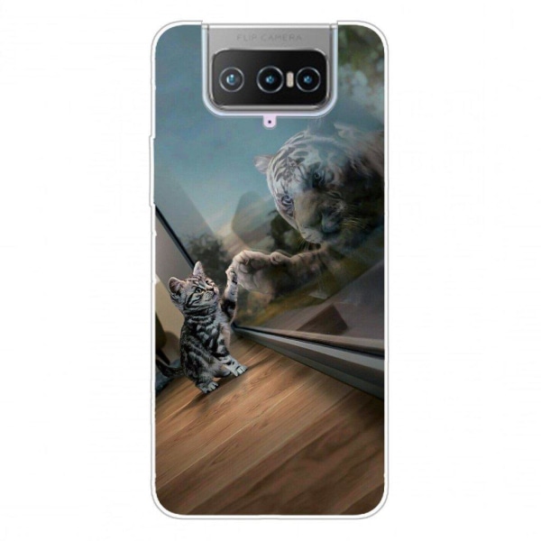 Deco ASUS Zenfone 7 Pro case - Cat and Tiger Reflection Multicolor
