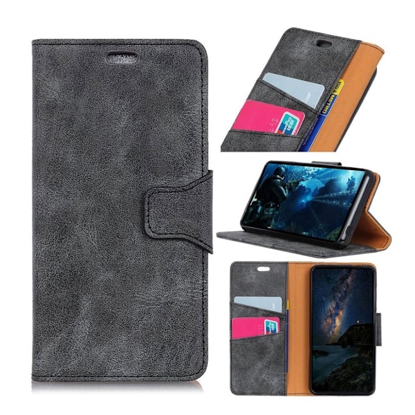 Sony Xperia 10 Plus vintage læder etui - Grå Silver grey