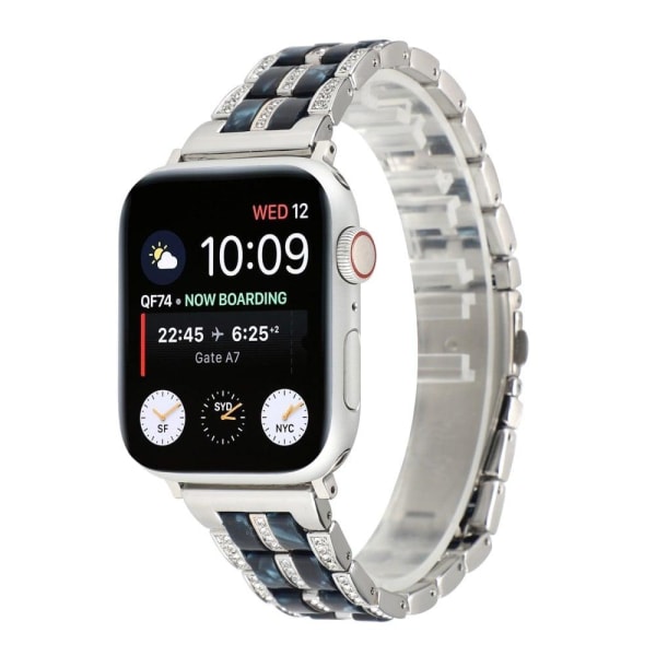 Apple Watch 40 mm urrem i rustfrit stål med rhinestone-dekor - S Black