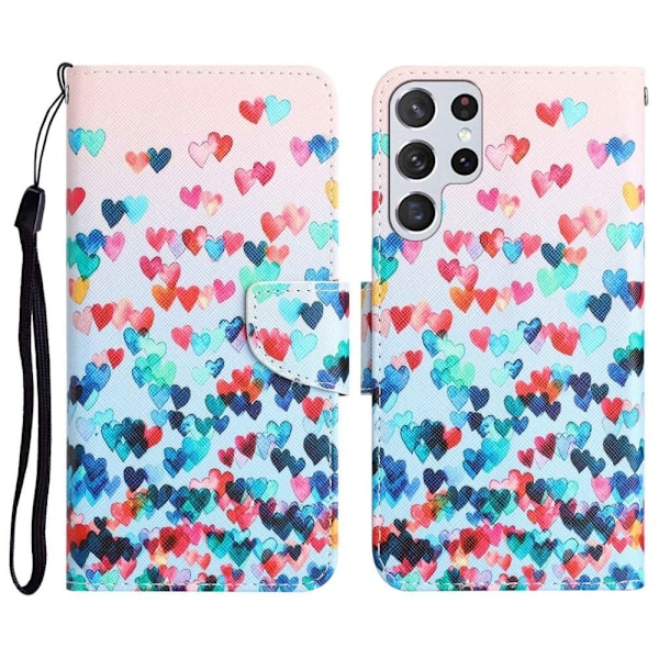 Wonderland Samsung Galaxy S22 Ultra Läppäkotelo - Love Heart Multicolor