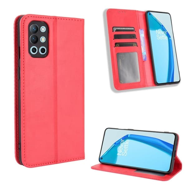 Bofink Vintage OnePlus 9R Nahkakotelo - Punainen Red