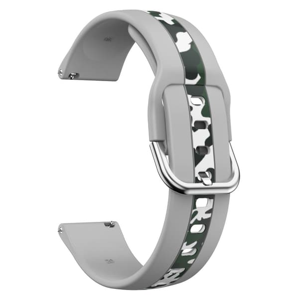 20 mm klockarmband i silikon med universellt mönster - Grå / Grå Kamouflage Silvergrå