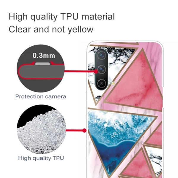 Marmormotiv OnePlus Nord CE 5G skal - Vit / Blå / Rosa Triangel multifärg