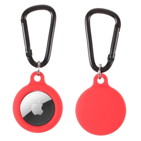 AirTags thickened silicone cover with carabiner - Red Red