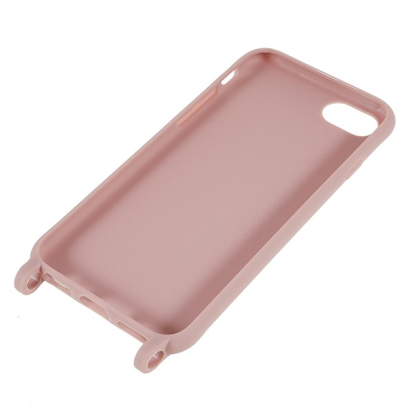 Tunt TPU-fodral med matt yta och justerbar rem för iPhone SE (2022) / SE 2020 / 8 / 7 - Mörkrosa Rosa