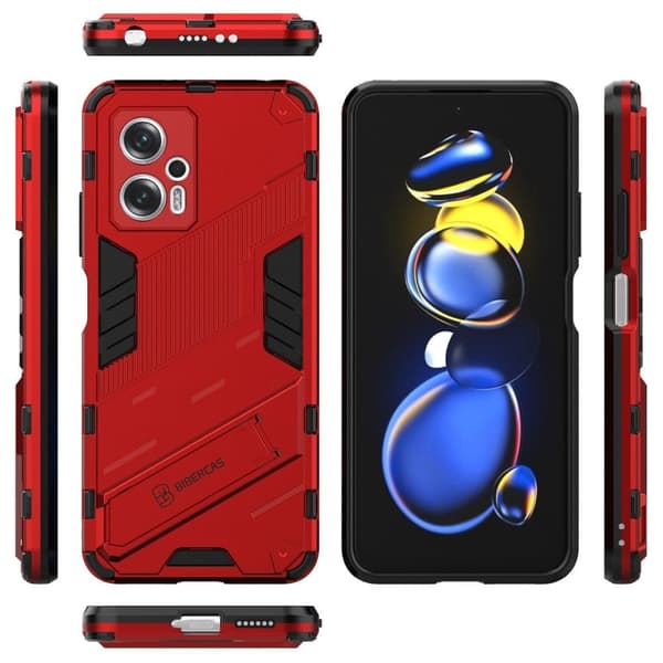 Shockproof Hybrid Deksel med A Modern Touch til Xiaomi Poco X4 Gt / Note 11t Pro / 11t Pro Plus - Rød Red