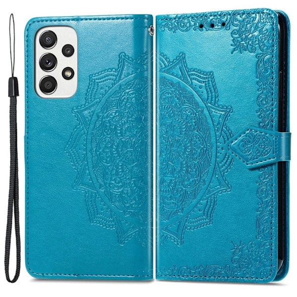 Mandala läder Samsung Galaxy A73 fodral - Blå Blå