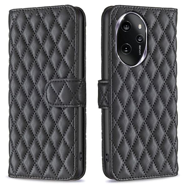 Rombemønster, matt flip-deksel for Honor 100 - Svart Black
