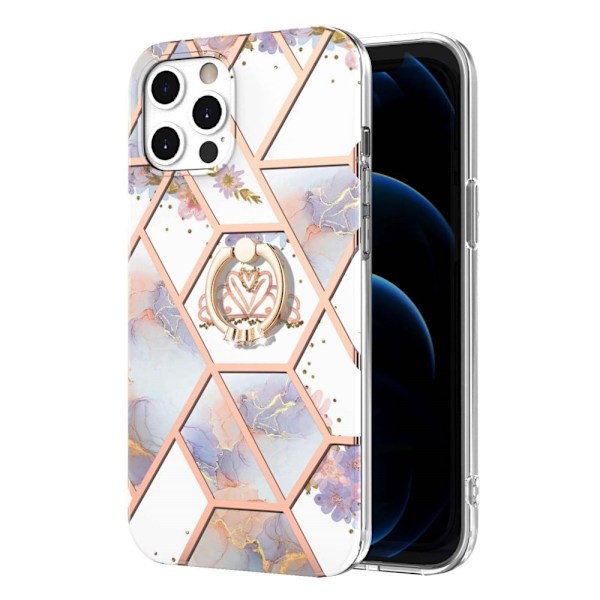 Marble Patterned Suojakuori With Ring Holder For iPhone 12 Pro Max - Kruunu Multicolor