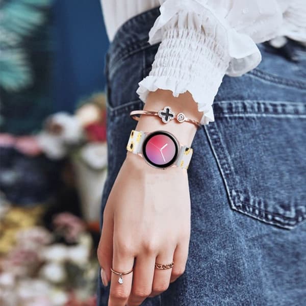 20mm Samsung Galaxy Watch 3 (41mm) / Watch Active / Gear S2 elastinen kellonauha - Auringonkukat Multicolor