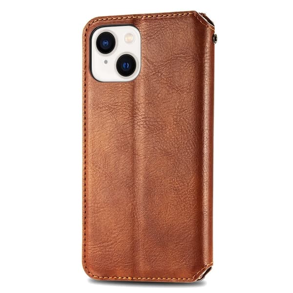 Læretui med A Stilfull Rhombus Imprint til iPhone 15 - Brun Brown