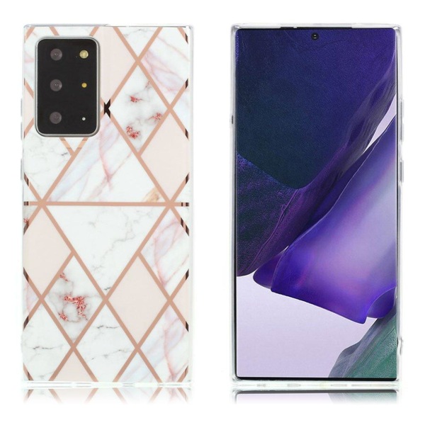 Marble design Samsung Galaxy Note 20 Ultra cover - Hvid / Pink Pink