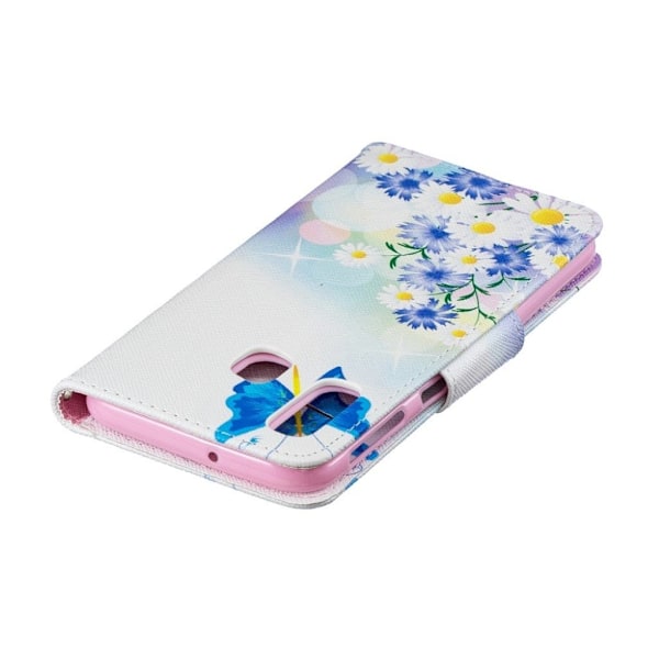 Wonderland Samsung Galaxy A40 etui - Blå Sommerfugl og Blomster Multicolor