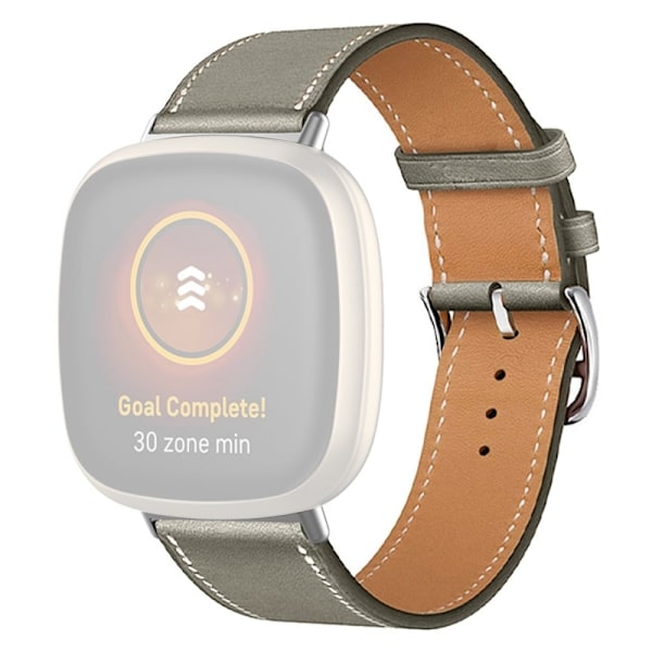 Fitbit Sense 2 / Versa 4 klockarmband i äkta läder med sömmar - Grå Silvergrå