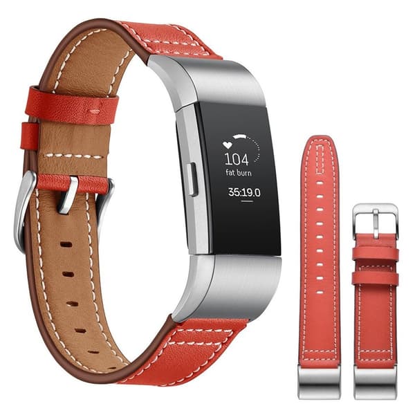 Fitbit Charge 2 aito nahkainen kellonauha - Punainen Red
