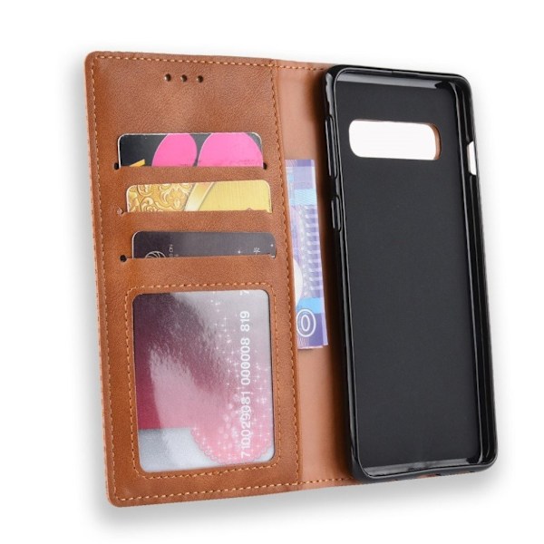 Samsung Galaxy S10 Plus vintage läderfodral - Brun Brun