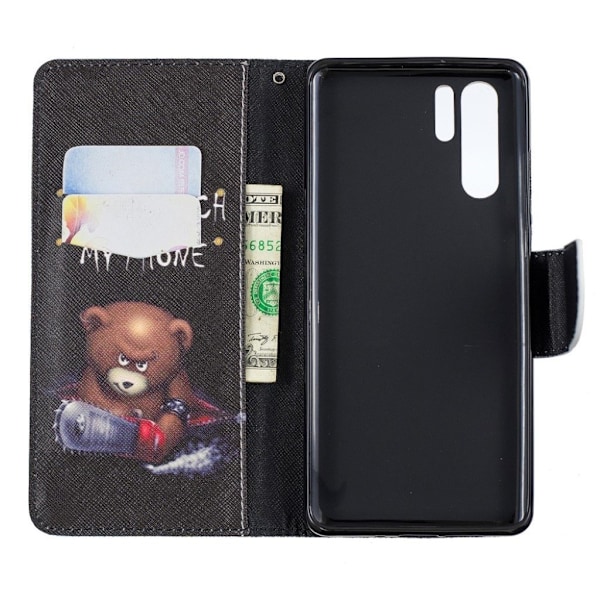 Huawei P30 Pro mønstret læder flip etui - Bjørn Multicolor