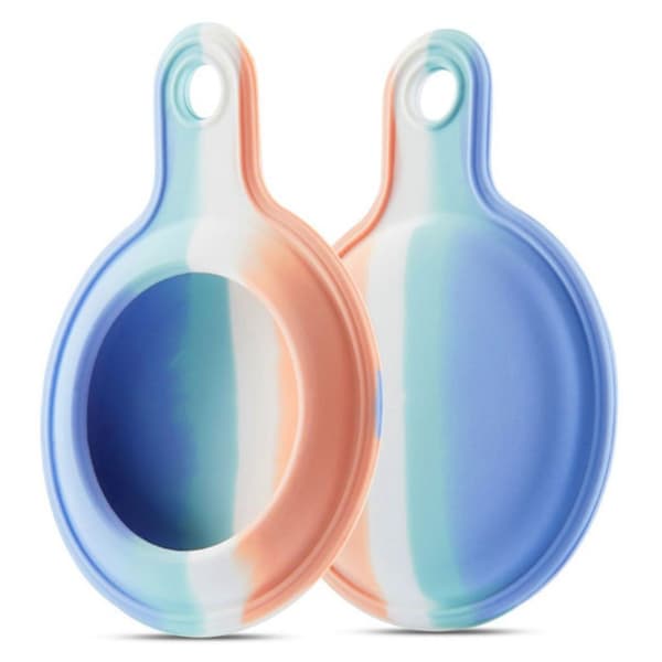 AirTags fargerike gradientdeksel i silikon med nøkkelring - Himmelblå / Hvit / Rosa Multicolor