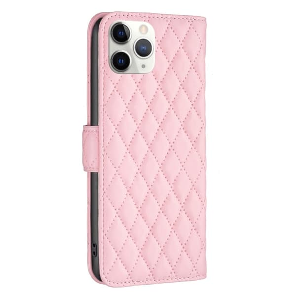 Rombemønster, matt flip-deksel for iPhone 11 Pro Max - Rosa Pink