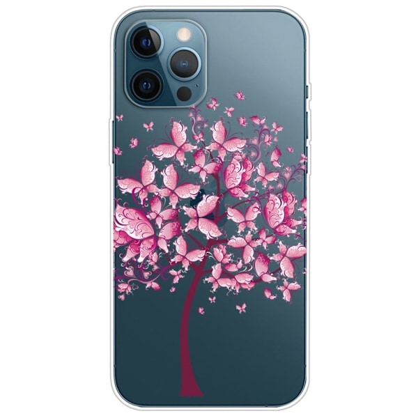 Butterfly läder iPhone 14 Pro fodral - Rosa Rosa