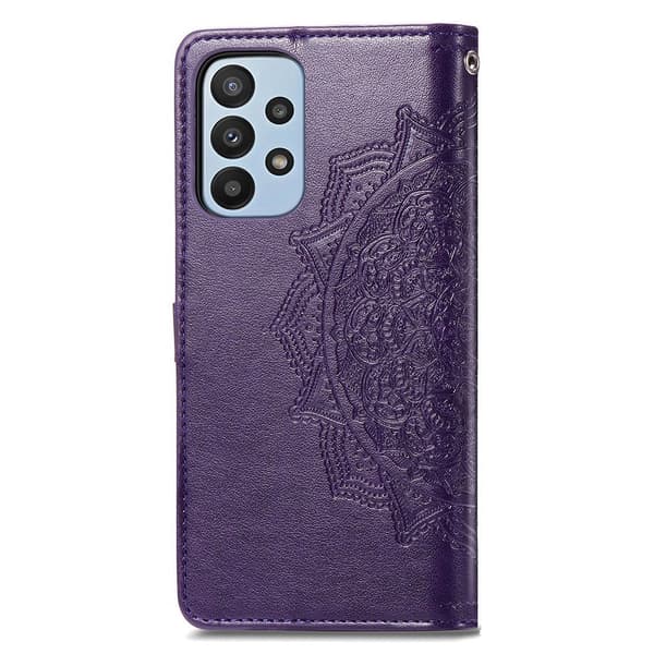Mandala Samsung Galaxy A23 nahkakotelo - Violetti Purple