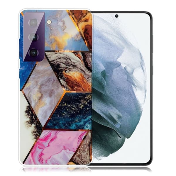 Marble Samsung Galaxy S21 Plus Etui - Vibrant Marble Diamond Multicolor