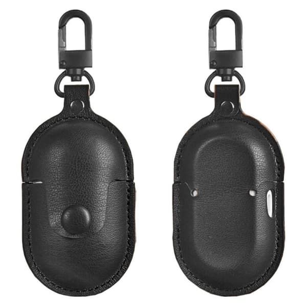 Samsung Galaxy Buds Plus -nahkakotelo, jossa on ripustuslenkki - Musta Black