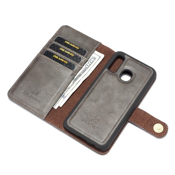 DG.MING Samsung Galaxy A40 2-in-1 Wallet kotelot - Harmaa Silver grey