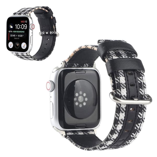 Apple Watch Series 6 / 5 44mm urrem med gittermønster - Hvid / Sort White