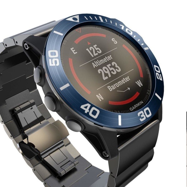 Garmin Fenix 5X / 5X Plus viileä ruostumattomasta teräksestä valmistettu kehys - Sininen / Valkoinen Blue