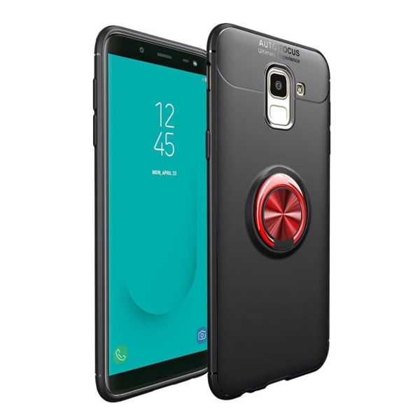 Samsung Galaxy J6 (2018) mobilskal metall plast handring - Svart och röd multifärg