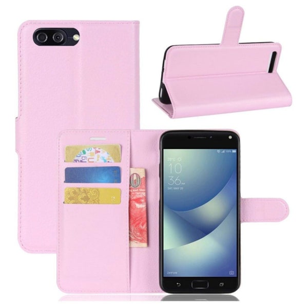 ASUS Zenfone 4 Max 5.5 (ZC554KL) Etui med Litchi skind - Lyserød Pink