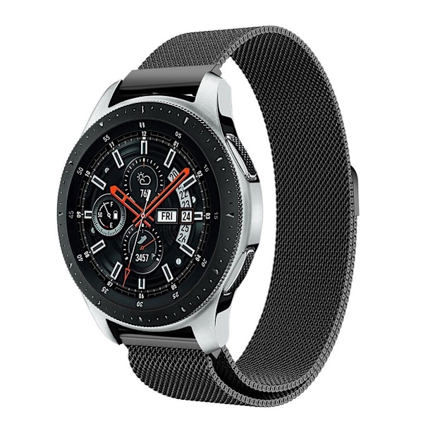Samsung Galaxy Watch (46mm) milanese ruostumaton teräs kellon vaihdettava ranneke magneetilla - Musta Black