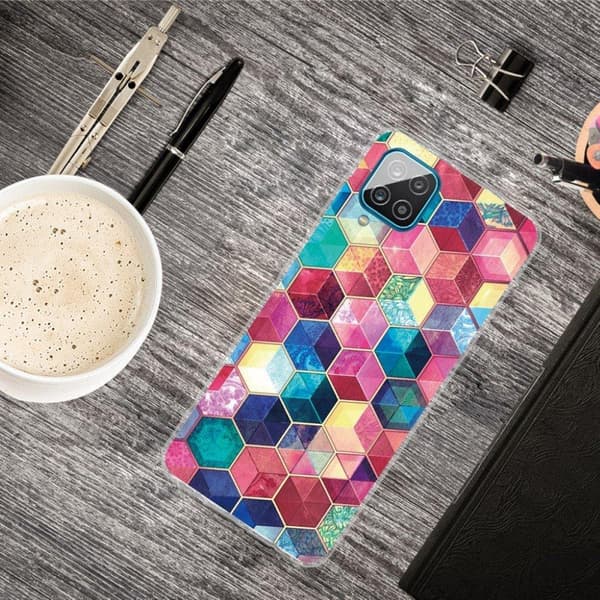 Deco Samsung Galaxy A12 5G etui - Vibrant Hexagon Multicolor