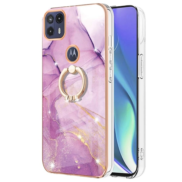 Marble Patterned Suojakuori With Ring Holder For Motorola Moto G50 5G - Pinkki Marble Haze Pink