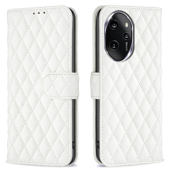 Rombemønster, matt flip-deksel for Honor 100 - Hvit White
