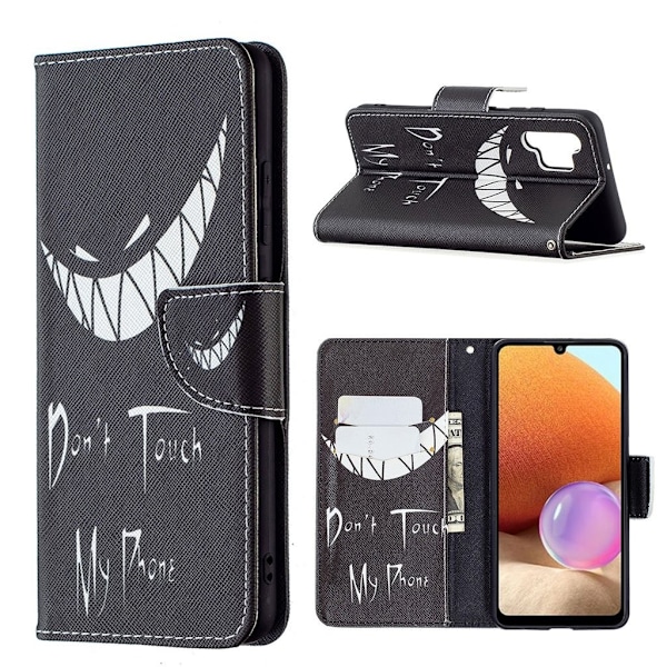 Wonderland Samsung Galaxy A32 flip kuoret - Älä Koske Puhelimeeni Black