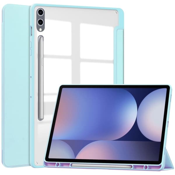 Samsung Galaxy Tab S10 Plus Case Clear Acrylic Leather Tablet Cover Support Auto Sleep / Wake - Baby Blue Blue