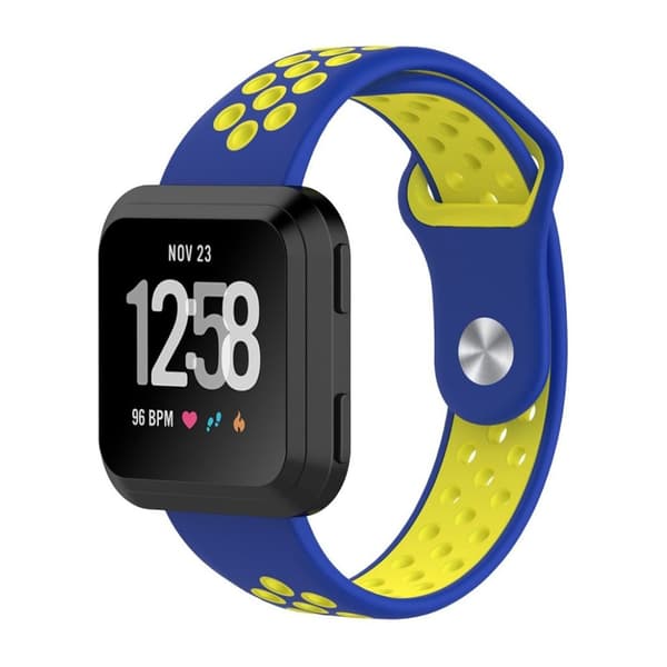 Fitbit Versa klockarmband silikon dubbelfärgad - Blå och gul multifärg