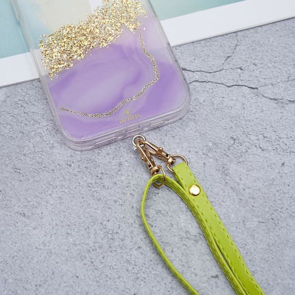 Universal crossbody-nackrem i läder med transparent dyna - Grön Grön