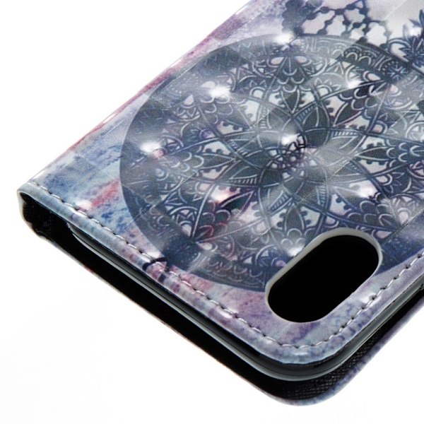iPhone Xr light spot decor læder flip cover - Mørkeblå Drømmefanger Blue