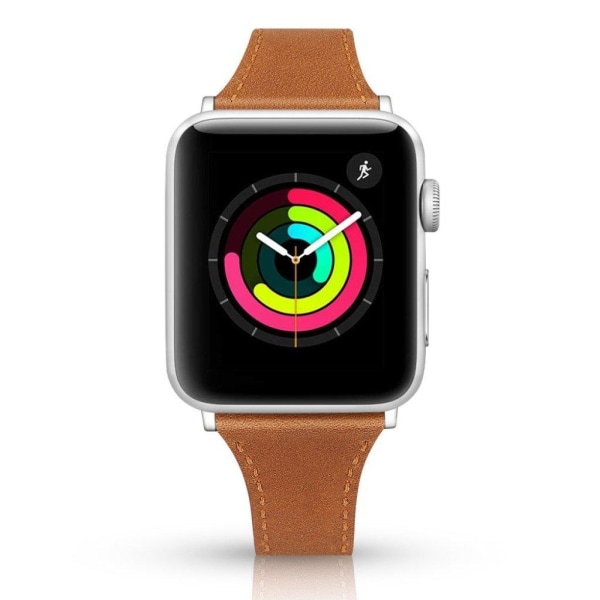 Apple Watch Series 5 44mm ægte læder Urrem - Brun Brown