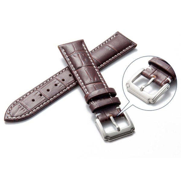 16mm Universal klockarmband i äkta läder - Mörkbrun Brun