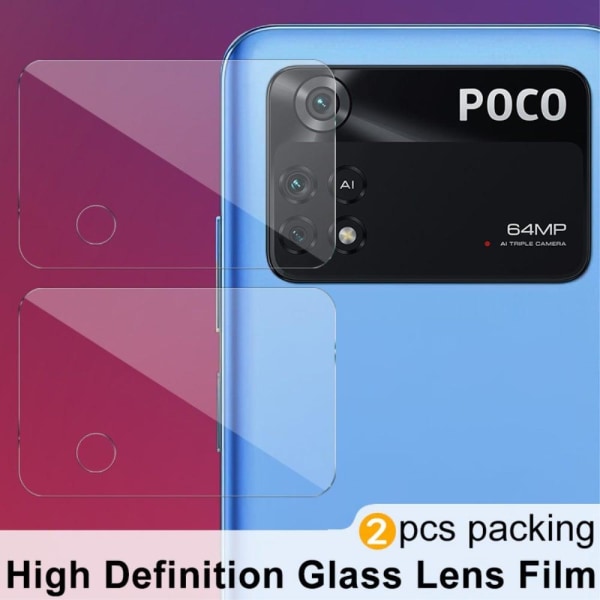 2Pcs IMAK Xiaomi Poco M4 Pro kameralinsebeskytter af hærdet glas Transparent