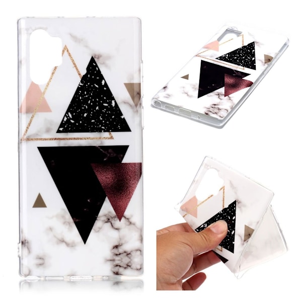 Marmormotiv Samsung Galaxy Note 10 Plus skal - Mörka Trianglar Marmor multifärg