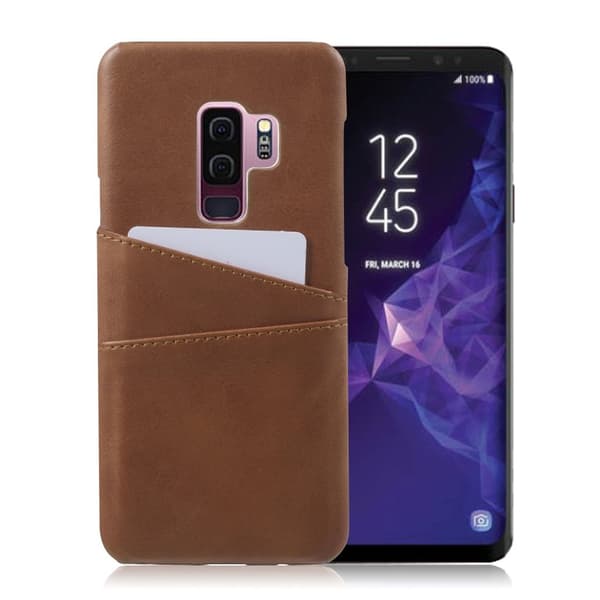 Samsung Galaxy S9 Plus Deksel laget av plastikk og kunstlær - Brun Brown